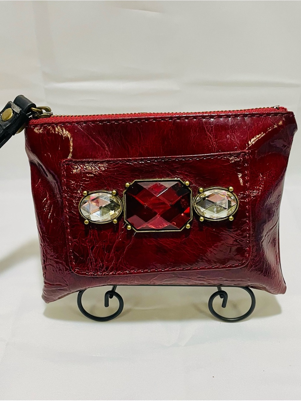 Simply Vera Vera Wang Jeweled Patent Leather Wristlet/Clutch Bag, NWOT